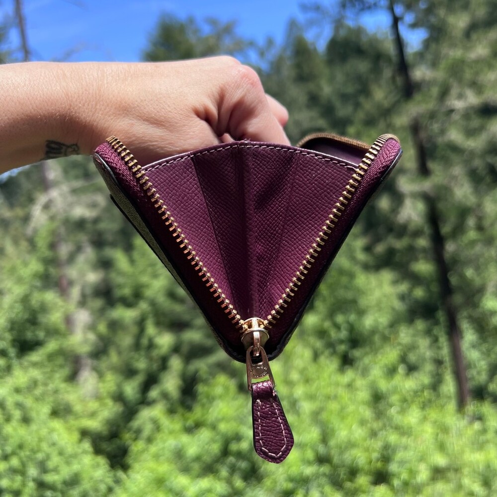 COACH Long Zip-Around Waller Burgundy/Purple Crossgrain Leather - Picture 13 of 13